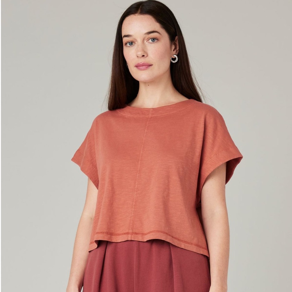 Beyond Nine Polly Jersey Top In Terracotta